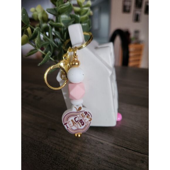 “Teacher Vibes” Silicone Beaded Keychain - Picture 1 of 1